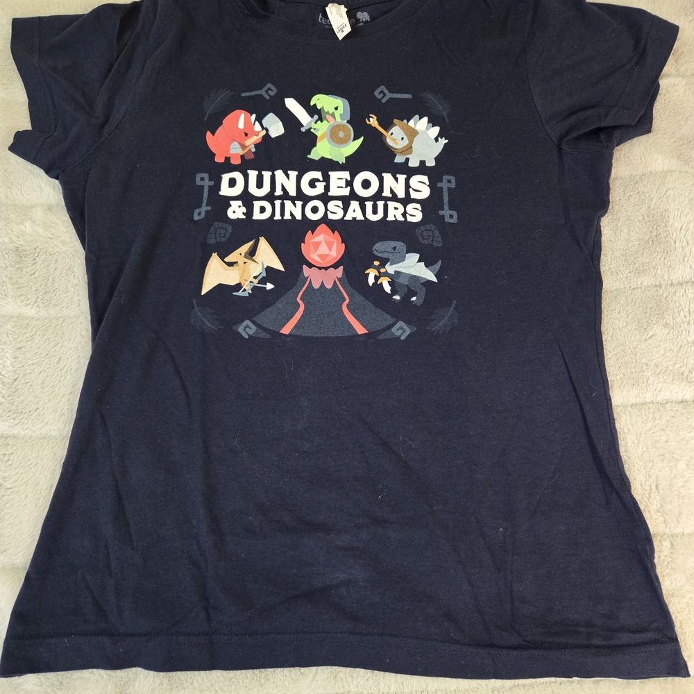 Dungeons & Dinosaurs Women's Navy Graphic Tee